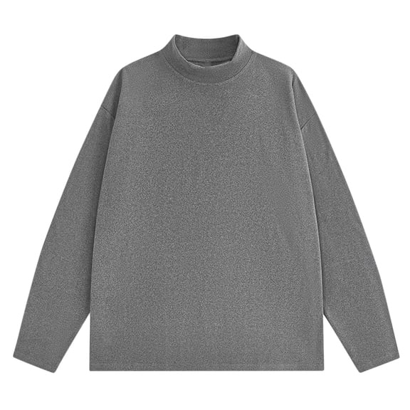 zbxnLI Mens Mock Collar Shirts Fall Winter Long Sleeve T-Shirts Solid Color Lightweight Loose Pullover Tees