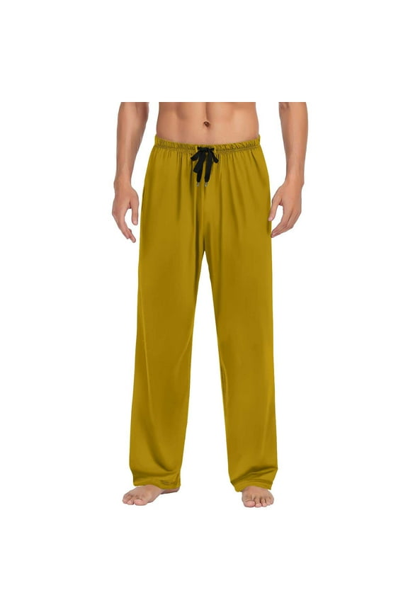 Mens Pajama Pants Elastic Waist Drawstring Lounge Pants Loose Sleep Pants Sleepwear Loungewear