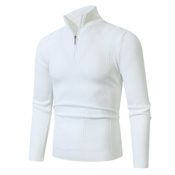 zbxnLI Mens Quarter Zip Sweaters Fall Winter Long Sleeve Knit Pullover Sweatshirt Collared Tops for Men