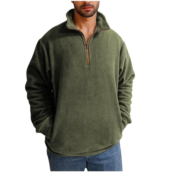 zbxnLI Mens Quarter Zip Sweatshirt Fleece Warm Winter Sweatshirt Casual Pullover Tops with Pockets Fall Winter