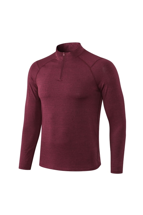 Mens Quarter Zip Workout Tops Quick Dry Long Sleeve Shirts Gym Athletic Running Tee Shirts