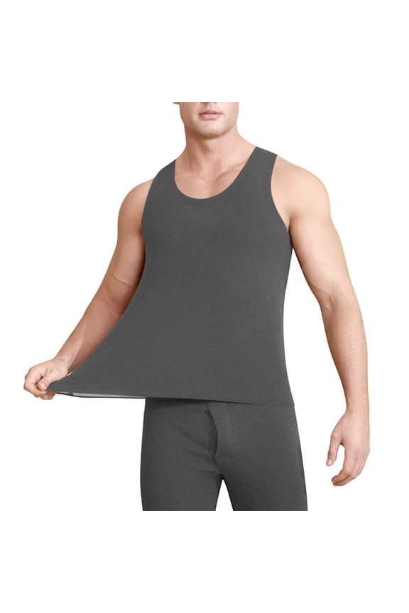 Mens Sleeveless Thermal Underwear Crew Neck Winter Warm Undershirts Basic Layer Tank Shirts