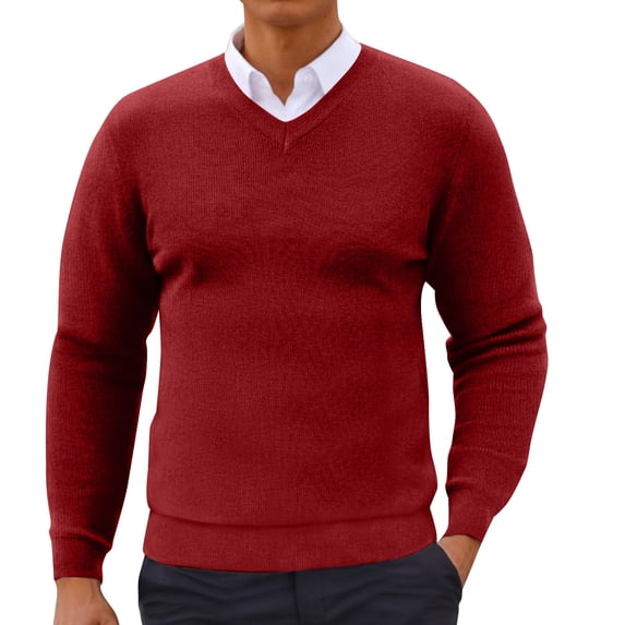 zbxnLI Mens V Neck Sweaters Slim Long Sleeve Lightweight Knit Pullover Casual Dress Sweater for Men