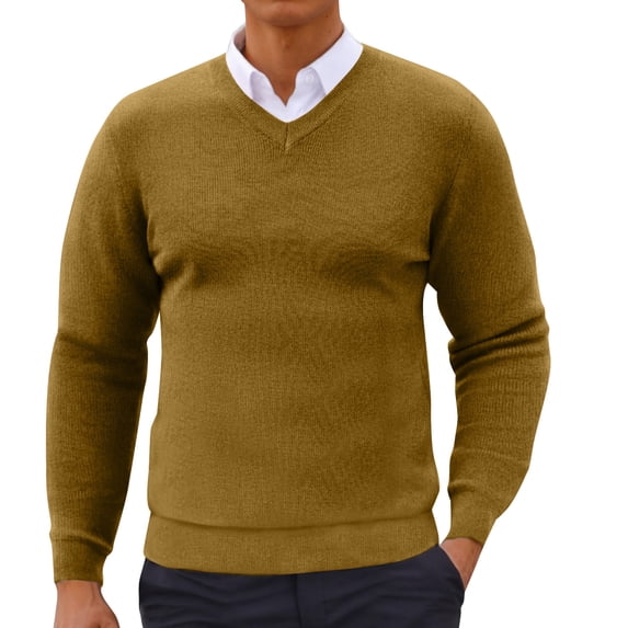 zbxnLI Mens V Neck Sweaters Slim Long Sleeve Lightweight Knit Pullover Casual Dress Sweater for Men