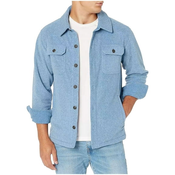 zbxnLI Mens Winter Casual Jacket Lapel Button down Long Sleeve Coats Warm Fall Outerwear Jackets for Men
