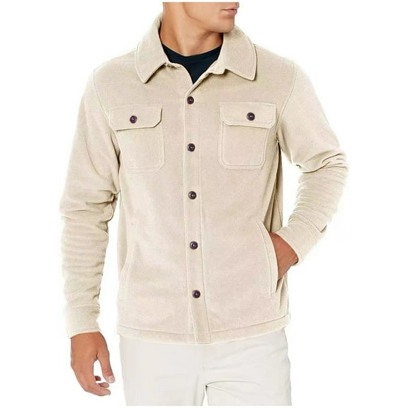 zbxnLI Mens Winter Casual Jacket Lapel Button down Long Sleeve Coats Warm Fall Outerwear Jackets for Men