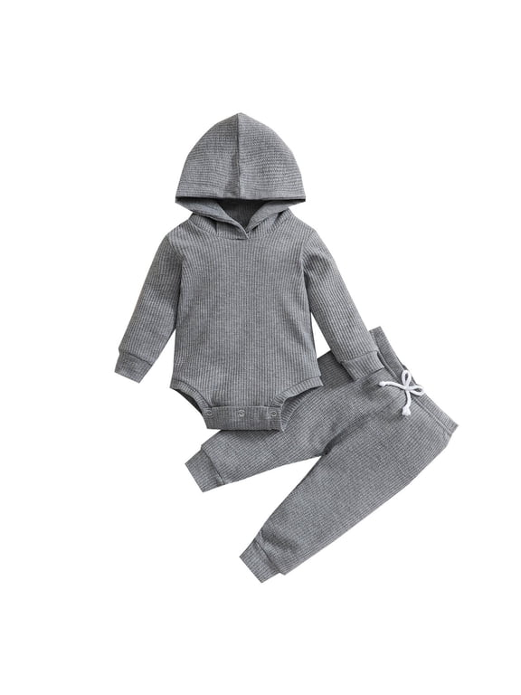 Newborn Baby Boy Clothes Fall Winter Outfits Infant Long Sleeve Hooded Rompers Jogger Pants Sets