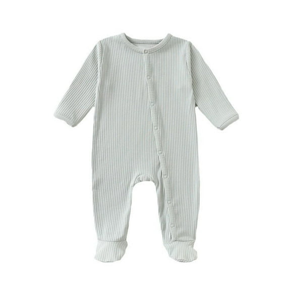 zbxnLI Newborn Baby Boys Girls One-Piece Outfits Cotton Long Sleeve Footie Pajamas Jumpsuits for Infant