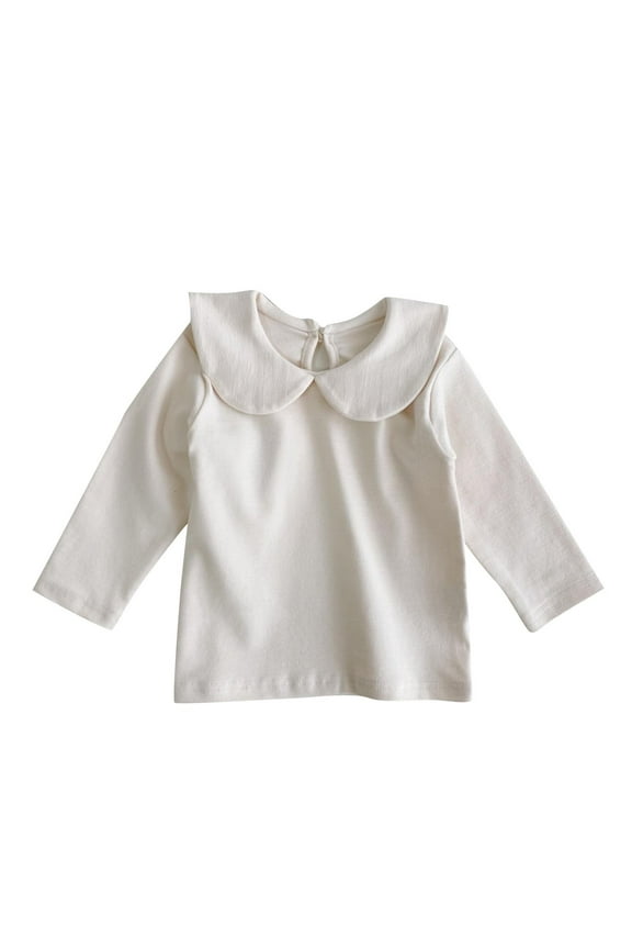 Newborn Baby Girls Tops Keyhole Back Long Sleeve Shirts Crewneck Casual T-Shirts Basic Tee Tops