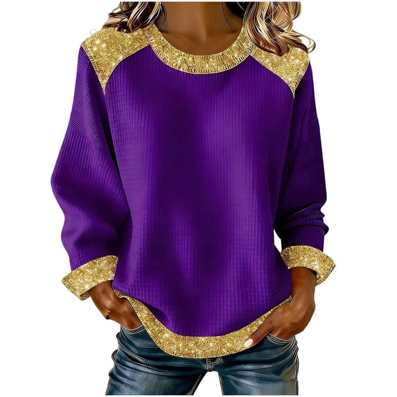 zbxnLI Oversized Sweatshirt for Women Knit Color Block Shirts Crew Neck Long Sleeve Shirt Casual Pullover Sweatshirt Tops