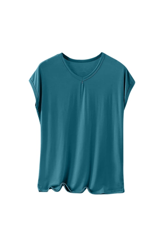 Pajama Tops for Women Plus Size T Shirts V Neck Short Sleeve Soft Sleep Tops Loungewear Shirts