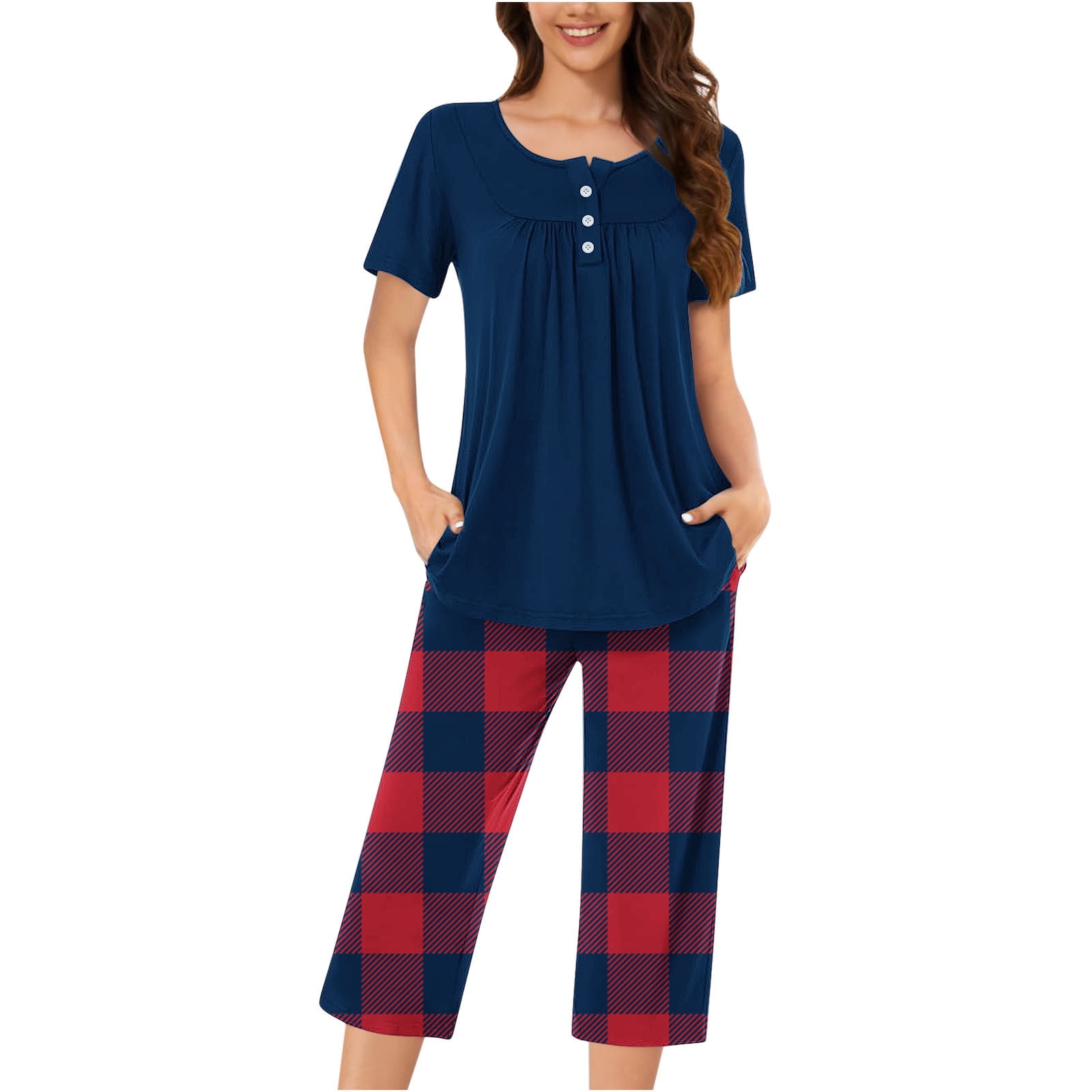 Pajama Sets Women's Cotton Capri Pajama Bottoms ENJOYNIGHT