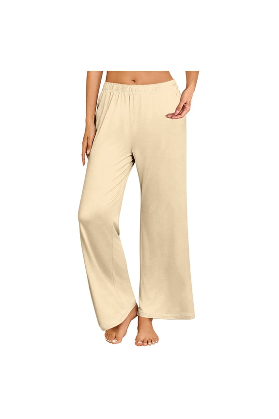 Plus Size Pajama Pant Women's Wide Leg Pants Elastic Waist Pjs Bottoms Fall Casual Home Sleepwear Loose Clothes