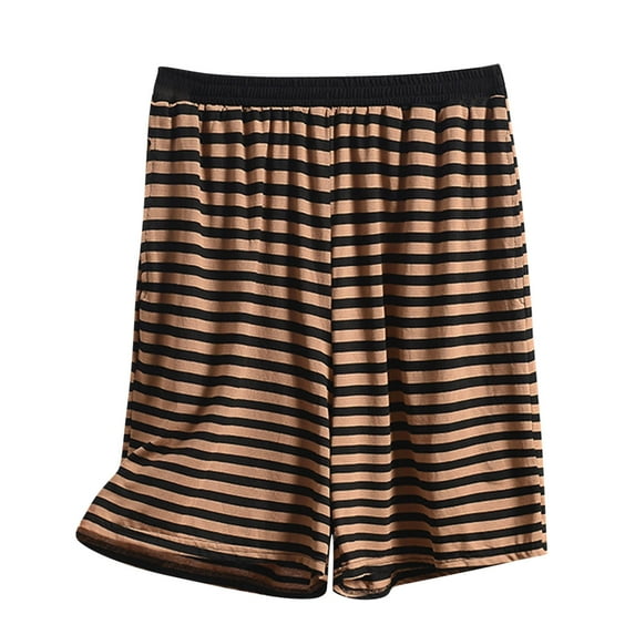 zbxnLI Plus Size Pajama Shorts for Women Striped Sleep Shorts Elastic Waist Casual Lounge Shorts with Pockets