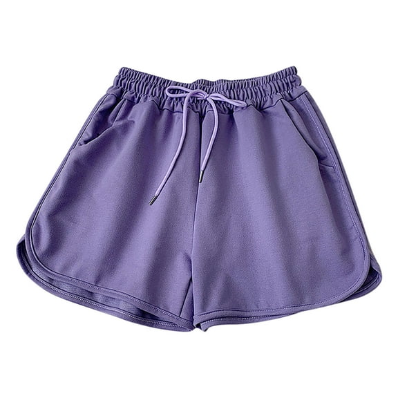 zbxnLI Plus Size Women's Pajama Shorts Summer Loose Casual Shorts Solid Color Sleep Lounge Shorts