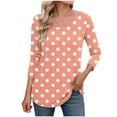 thumbnail image 1 of zbxnLI Plus Size Women's Square Neck Tops 3/4 Sleeve Shirts Polka Dot Casual Basic Tees Spring Summer Clothes, 1 of 5