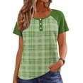 thumbnail image 1 of zbxnLI Plus Size Womens Plaid Blouse Tops Crew Neck Casual Stylish Short Sleeve Button up Top for Women L-5XL, 1 of 7