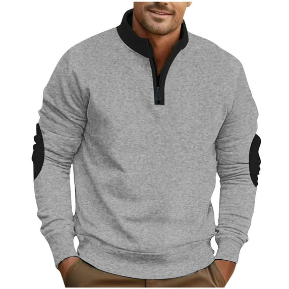 zbxnLI Quarter Zip Sweatshirt for Men Long Sleeve Stand Collar Trendy Sweatshirts Lightweight Pullover Tops