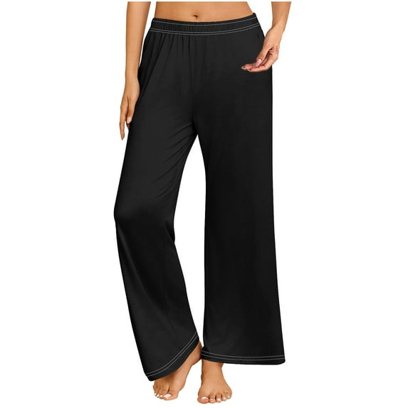 zbxnLI S-5XL Pajama Pants for Women Plus Size Sleep Pants Elastic Waist Baggy Wide Leg Lounge Pants Plus Size