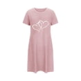 thumbnail image 1 of zbxnLI S-5XL Women's Short Sleeve Nightgown with Heart Print Summer Crew Neck Cute Sleep Dress Casual Lounge Pajamas, 1 of 5