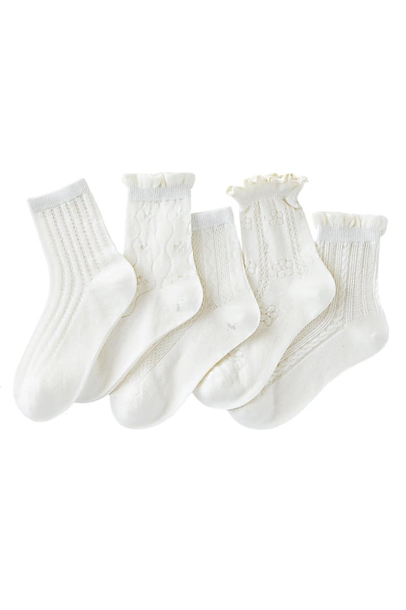 Socks Girls Ruffle Socks 5 Pairs Toddler Girls Dress Crew Socks Solid Color School Uniform Socks