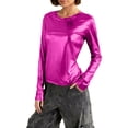 thumbnail image 1 of zbxnLI Sparkly Shirts for Women's Casual Crew Neck Tops Long Sleeve Undershirts Ladies Basic Tees Fashion Clothes, 1 of 6