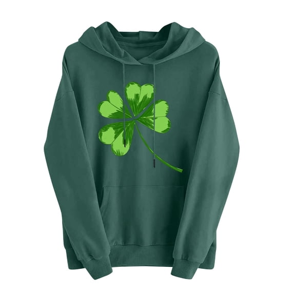 zbxnLI Spring Sweatshirts Womens St. Patrick's Day Top Long Sleeve Tops Drawsring Hoodies Sweatshirts with Pockets