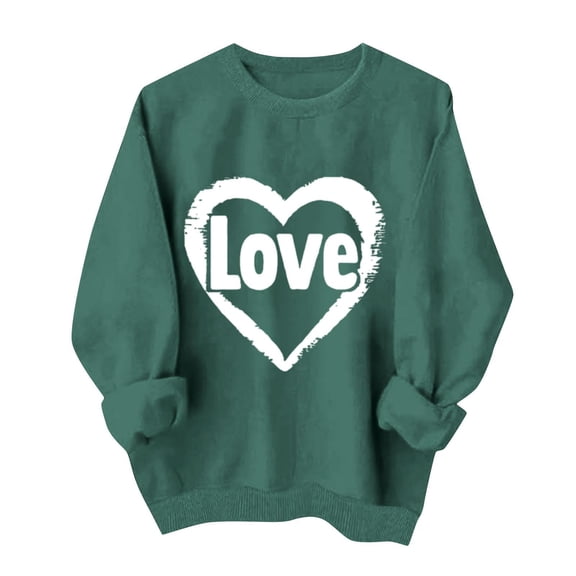 zbxnLI Spring Sweatshirts Womens Valentine's Day Tops Crew Neck Pullover Top Long Sleeve Sweatshirt Fashion Outfits