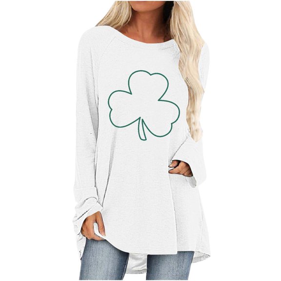 zbxnLI St. Patrick's Day Tops Womens Oversized Top Long Sleeve Crew Neck Shirts Loose Casual Blouses Spring Clothes