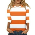 thumbnail image 1 of zbxnLI Striped Color Block Tshirts for Women 3/4 Sleeve Shirts Crew Neck Shirt Fashion Trendy Tunic Clothing Lightweight Blouse, 1 of 5