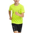 thumbnail image 1 of zbxnLI Summer Athletic Set for Boy Quick Dry Short Sleeve T Shirts and Plain Shorts Workout Running 2 Piece Outfits, 1 of 5