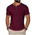 thumbnail image 1 of zbxnLI Summer Casual Stylish T Shirt for Men Comfy Crew Neck Tops with Button Fashion Block Color Workout Clothes, 1 of 6