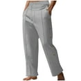 thumbnail image 1 of zbxnLI Summer Cotton Pants for Men's Big and Tall Pant Loose Straight Leg Trouser Buttoned Lounge Fashion Trousers, 1 of 7