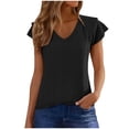 thumbnail image 1 of zbxnLI Summer Tops Womens Plain Blouse Ruffle Short Sleeve T Shirt V Neck Top for Ladies Dress Work Fashion Blouses, 1 of 7