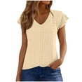thumbnail image 1 of zbxnLI Summer Tops Womens Plain Blouse Ruffle Short Sleeve T Shirt V Neck Top for Ladies Dress Work Fashion Blouses, 1 of 7