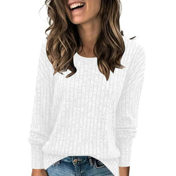 zbxnLI Sweater for Women Lightweight Fall Knit Long Sleeve Shirt Loose Casual Dressy Blouses Tunic Tops