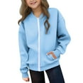 thumbnail image 1 of zbxnLI Teen Boys Girls Zip up Sweatshirt with Pockets Solid Color Lightweight Casual Fall Jackets, 1 of 9