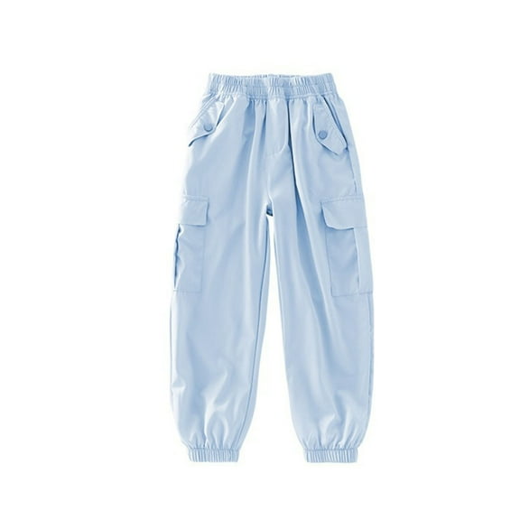 zbxnLI Teen Girls Cargo Pants Lightweight Sweatpants Elastic High Waist Baggy Joggers with Pockets