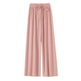 thumbnail image 1 of zbxnLI Teen Girls Wide Leg Pants Cotton Lounge Pants Loose Elastic Waist Drawstring Flowy Pants Solid Color, 1 of 4
