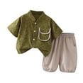 thumbnail image 1 of zbxnLI Toddler Baby Boys 2 Piece Casual Button down Short Sleeve Shirts Shorts Sets Summer Outfits, 1 of 3