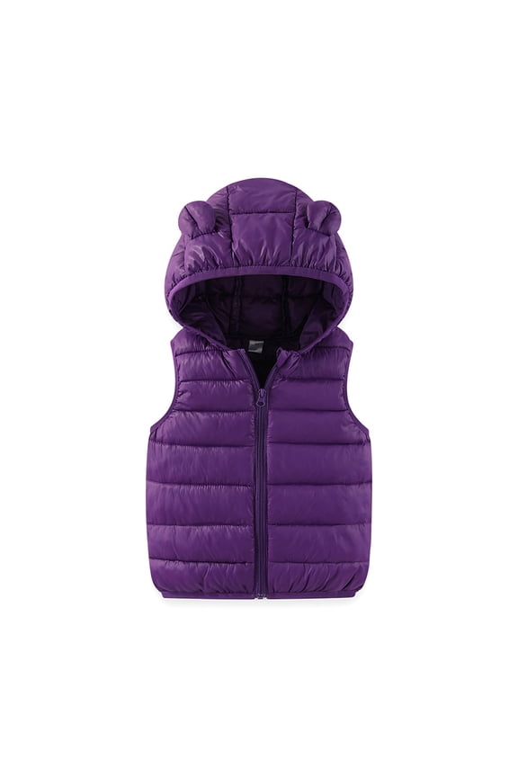 Toddler Baby Boys Girls Puffer Vest Coat Hooded Sleeveless Waistcoats Winter Outwear Vests 12M-7T