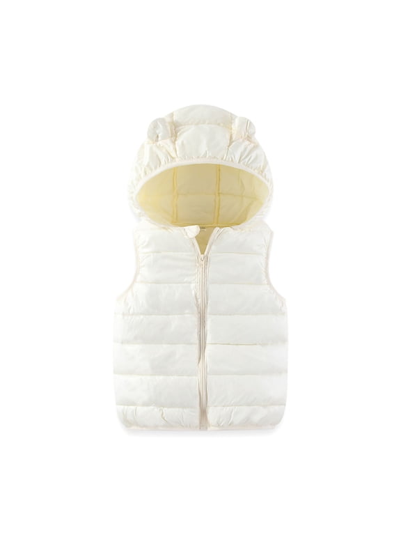 Toddler Baby Boys Girls Puffer Vest Coat Hooded Sleeveless Waistcoats Winter Outwear Vests 12M-7T