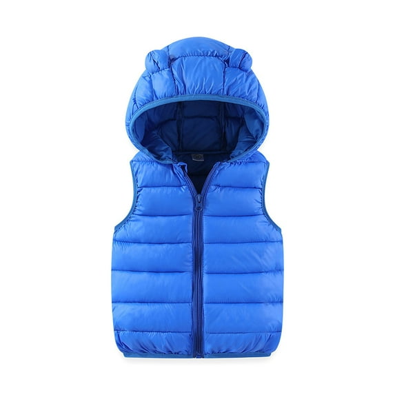 zbxnLI Toddler Baby Boys Girls Puffer Vest Coat Hooded Sleeveless Waistcoats Winter Outwear Vests 12M-7T
