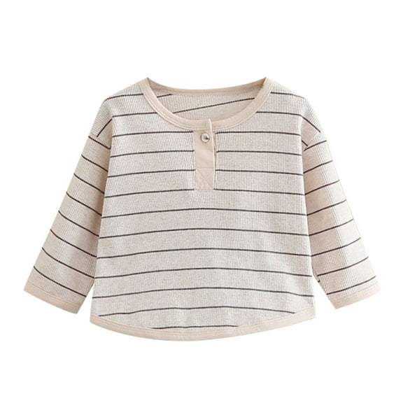 zbxnLI Toddler Baby Boys T-Shirts Infant Striped Long Sleeve Tees Crew Neck Basic Shirts Little Boys