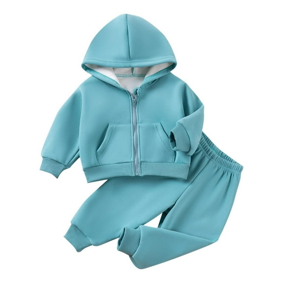 zbxnLI Toddler Baby Girl Clothes Outfits Solid Color Zipper Hoodie Joggers Sweatuits Sets for Little Girls