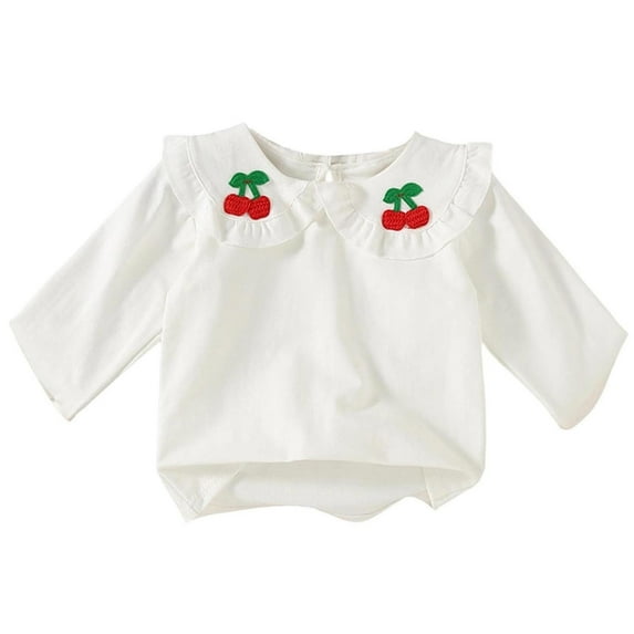 zbxnLI Toddler Baby Girls Blouses Cotton Long Sleeve Shirts Basic Layer Tops for Little Girl Clothes