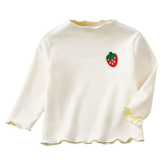 zbxnLI Toddler Baby Girls Cotton Tops Basic Long Sleeve T-Shirts Padded Warm Basic Tee Tops for Little Girls