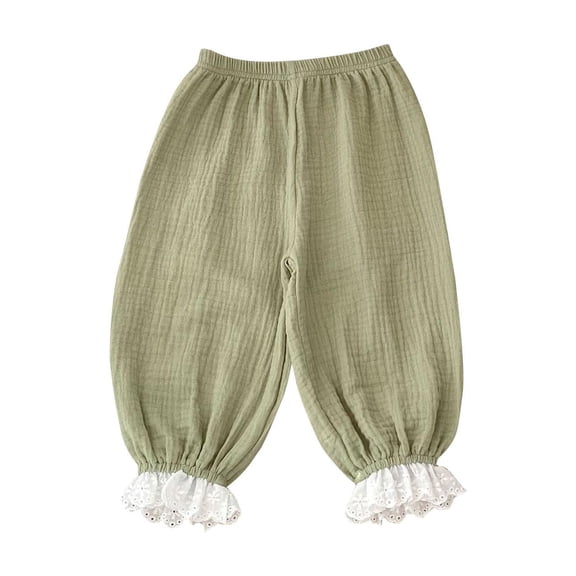 zbxnLI Toddler Baby Girls Jogger Pants Lace Trim High Waist Sweatpants Infant Casual Pants for Little Girls