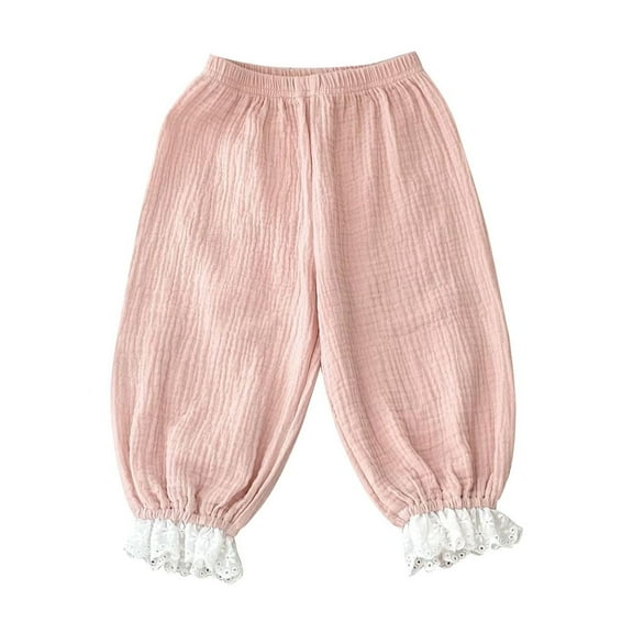 zbxnLI Toddler Baby Girls Jogger Pants Lace Trim High Waist Sweatpants Infant Casual Pants for Little Girls