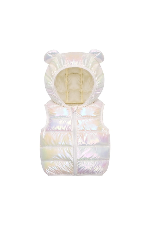 Toddler Baby Girls Puffer Vest Coat Metallic Vest Jackets Sleeveless Winter Outerwear with Pockets